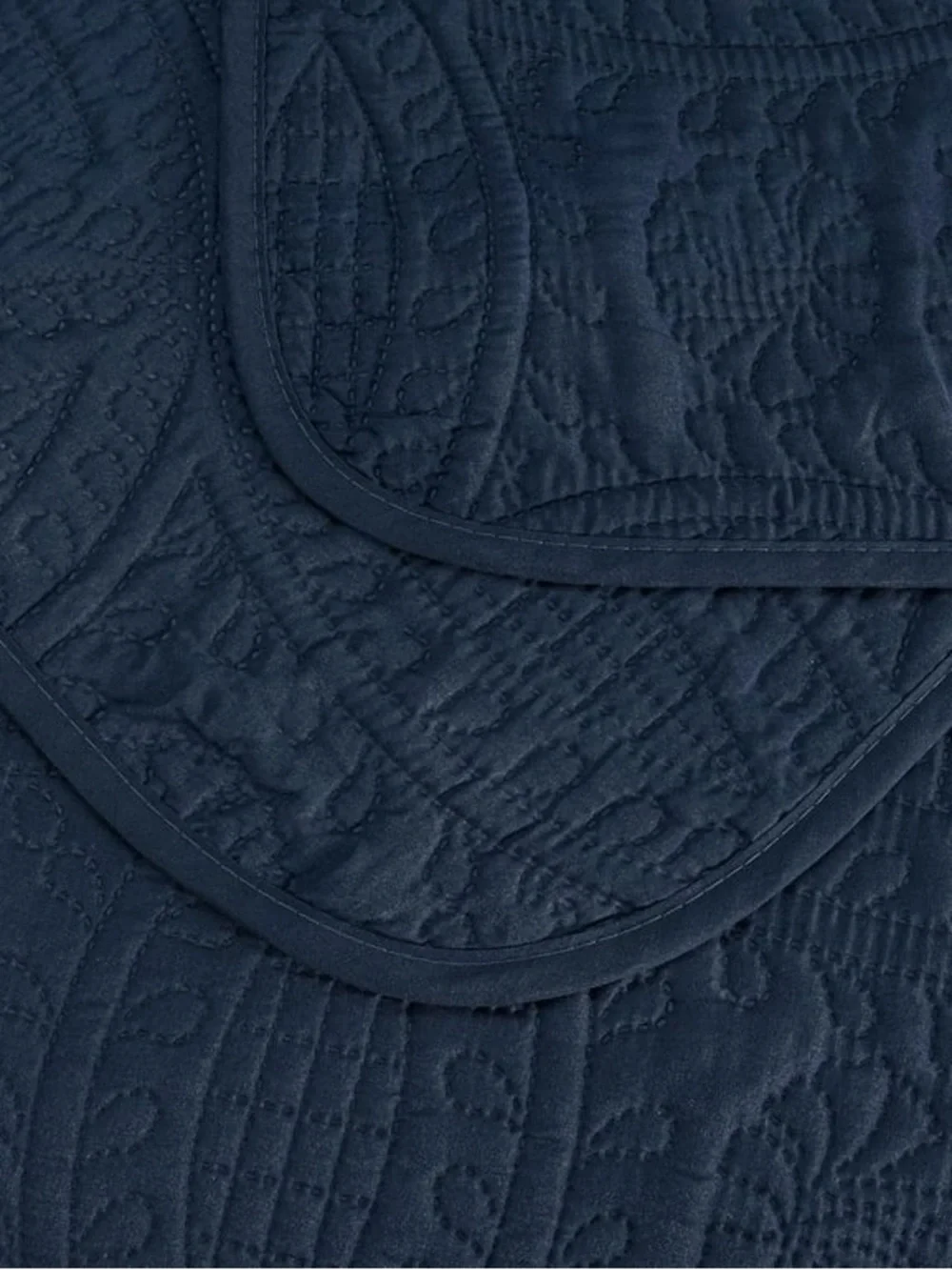 Navy Quilted king 3 piece Bedding Set -